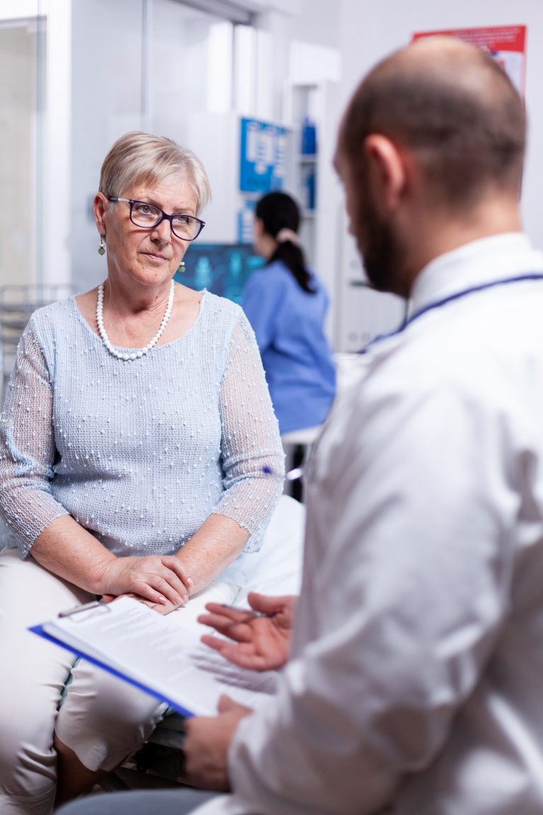 Doctor explaining gout diagnosis